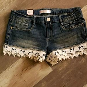 Denim Denim Lace Shorts